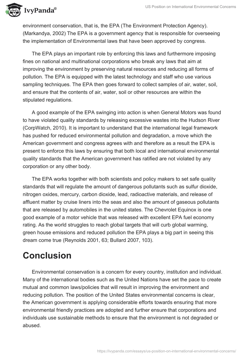 US Position on International Environmental Concerns. Page 5