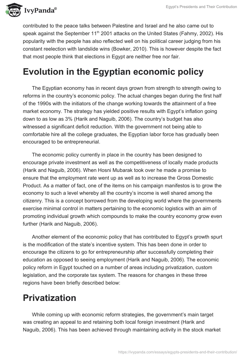 Egypt’s Presidents and Their Contribution. Page 4