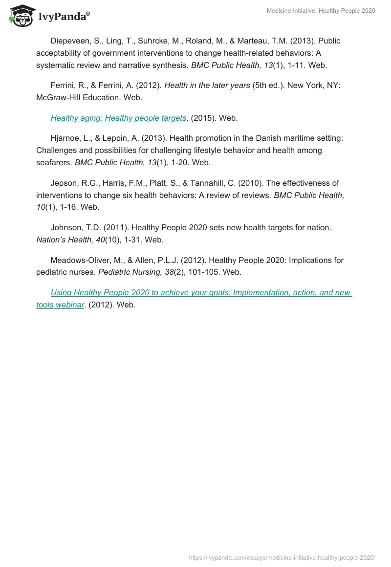 Medicine Initiative: "Healthy People 2020". Page 4
