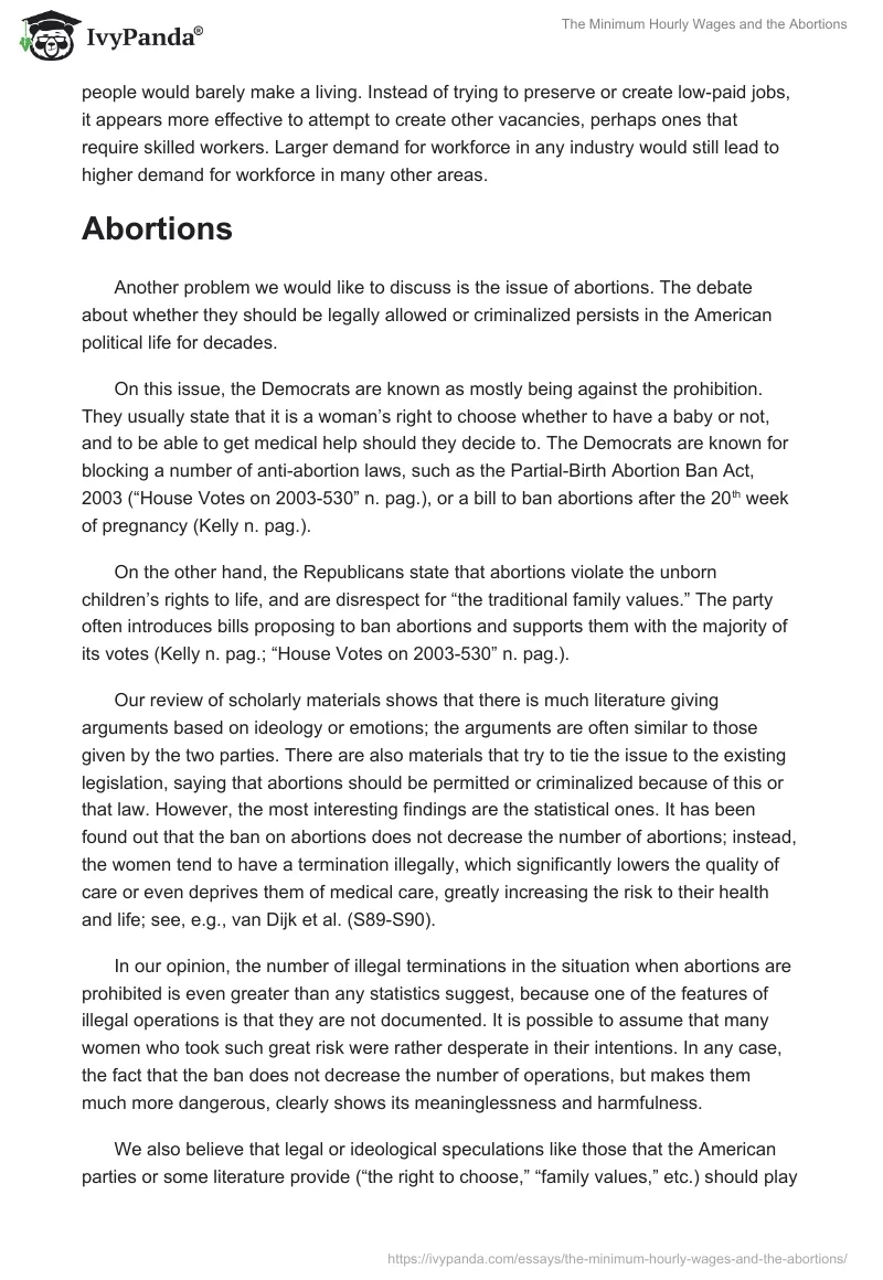 The Minimum Hourly Wages and the Abortions. Page 3