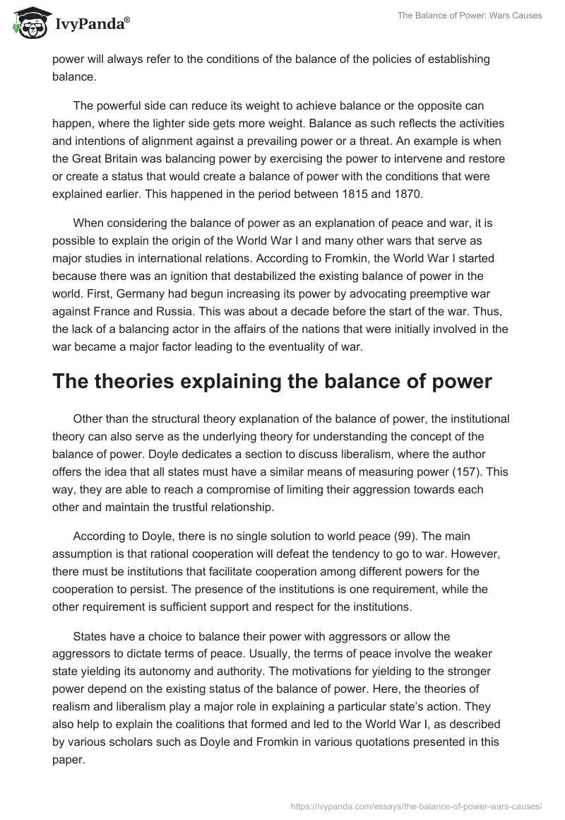 The Balance of Power: Wars Causes. Page 2