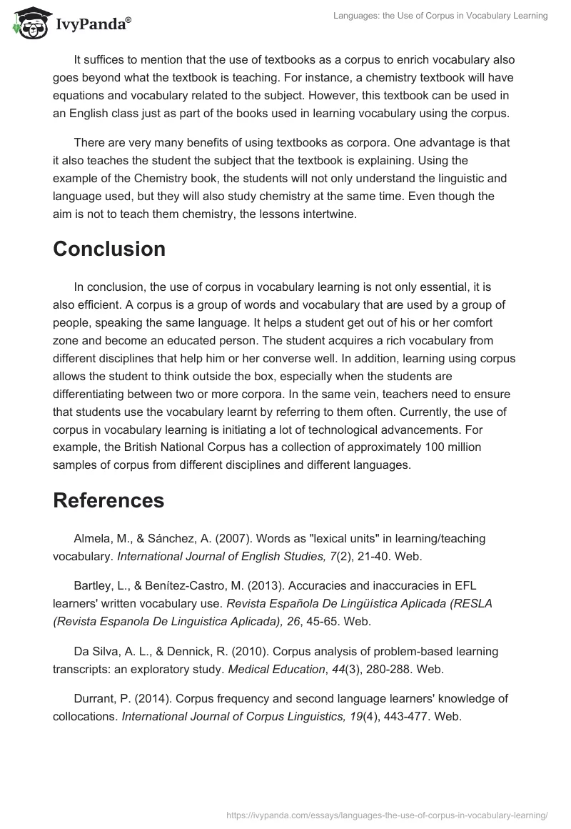 Languages: the Use of Corpus in Vocabulary Learning. Page 5
