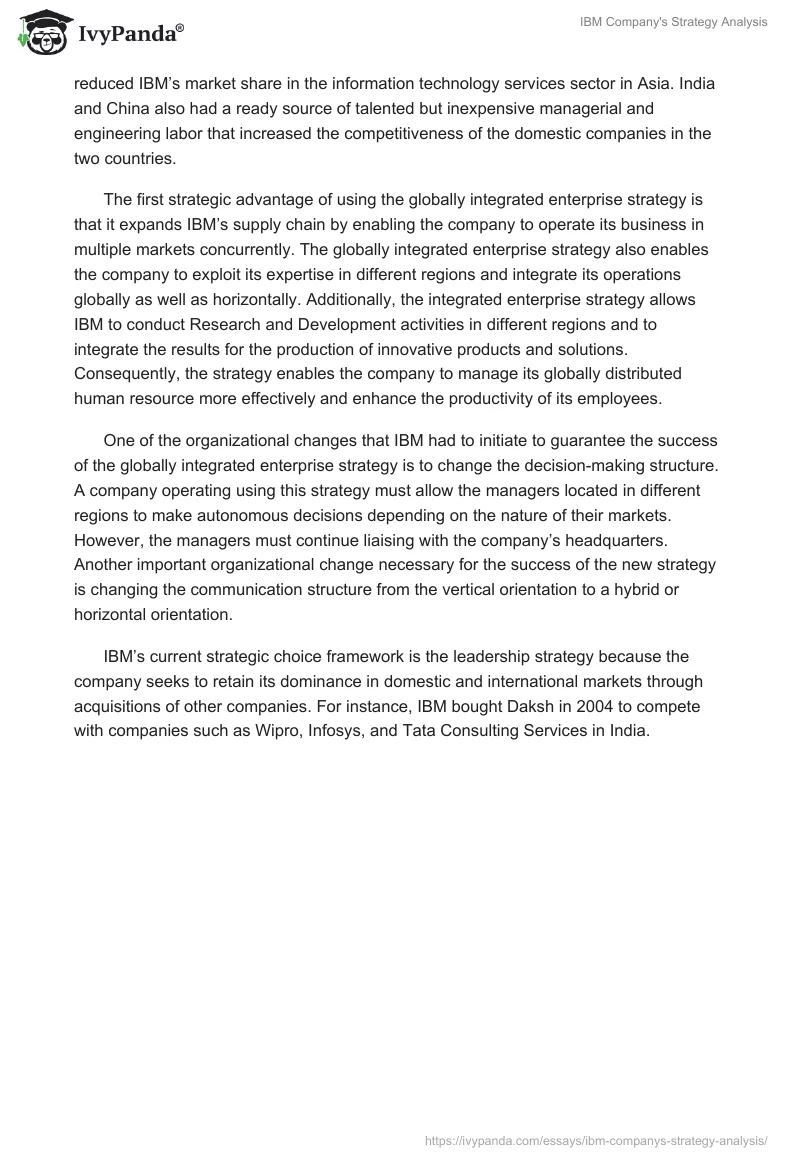 IBM Company's Strategy Analysis. Page 2