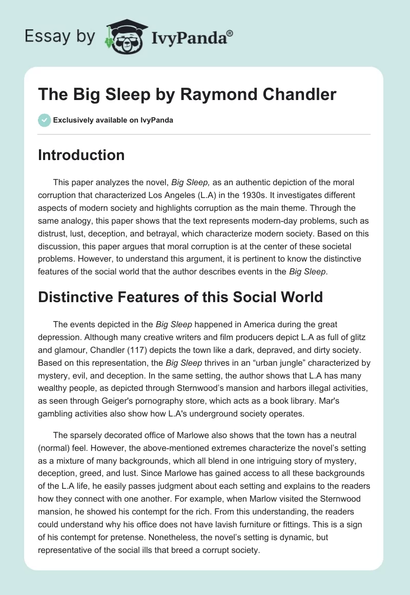 "The Big Sleep" by Raymond Chandler. Page 1
