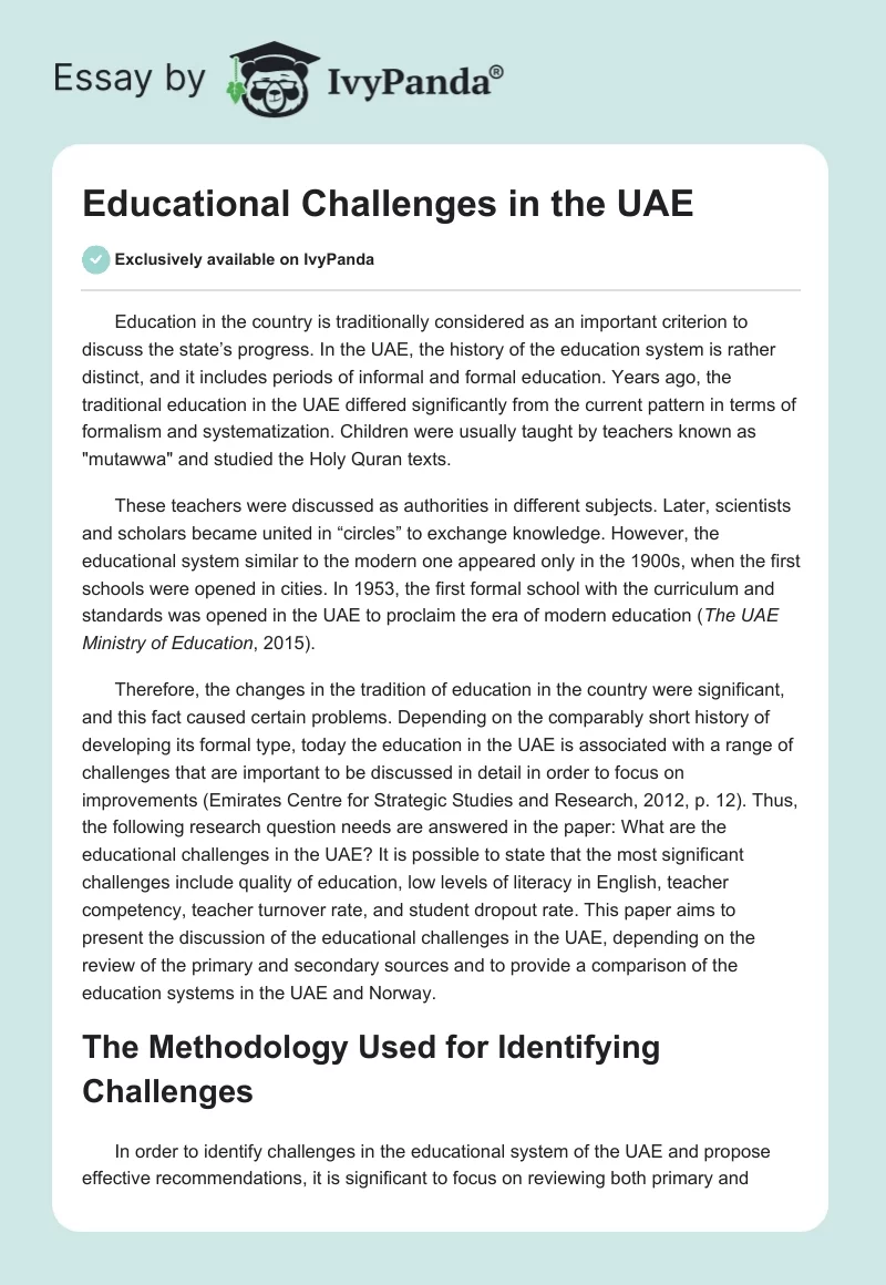 Educational Challenges in the UAE. Page 1
