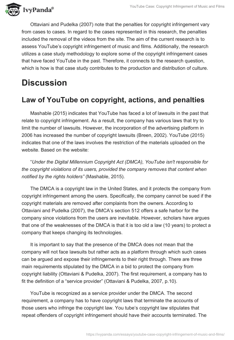 YouTube Case: Copyright Infringement of Music and Films. Page 2