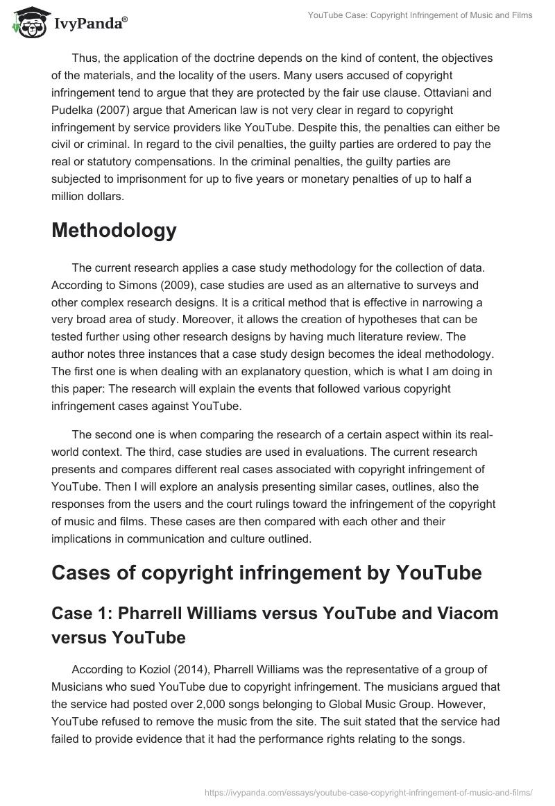 YouTube Case: Copyright Infringement of Music and Films. Page 4