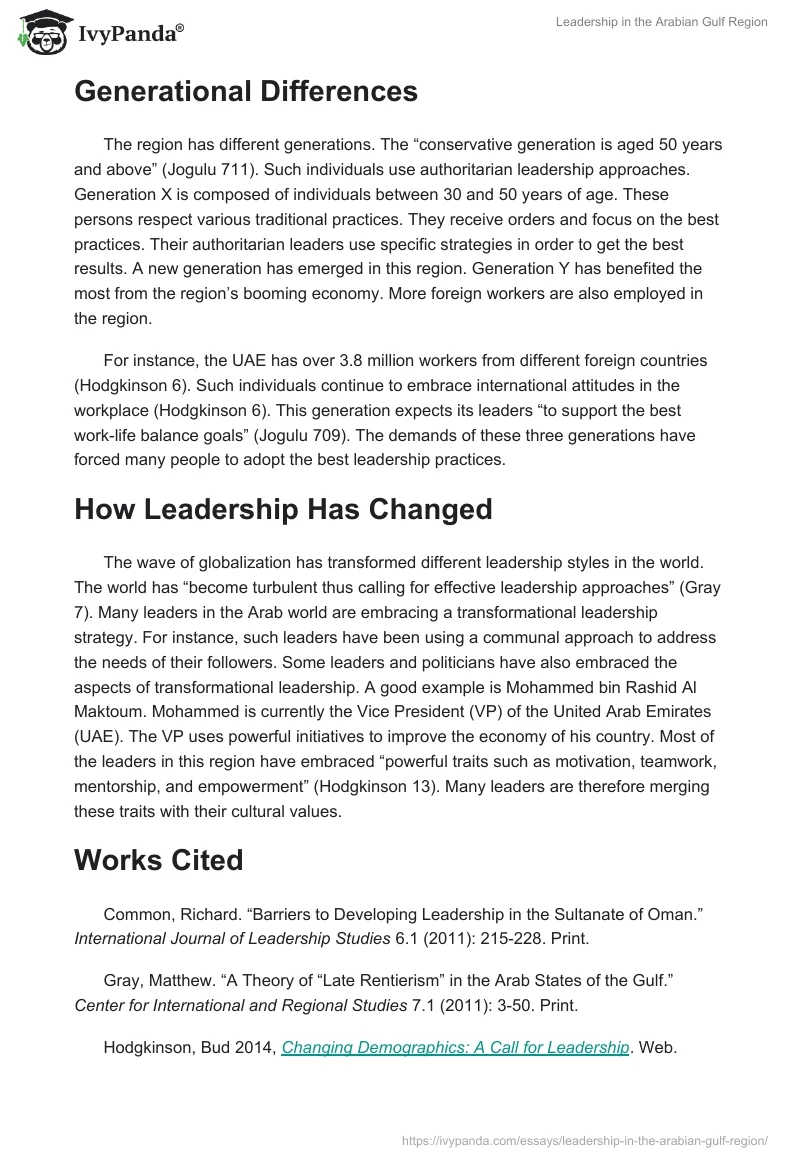 Leadership in the Arabian Gulf Region. Page 2