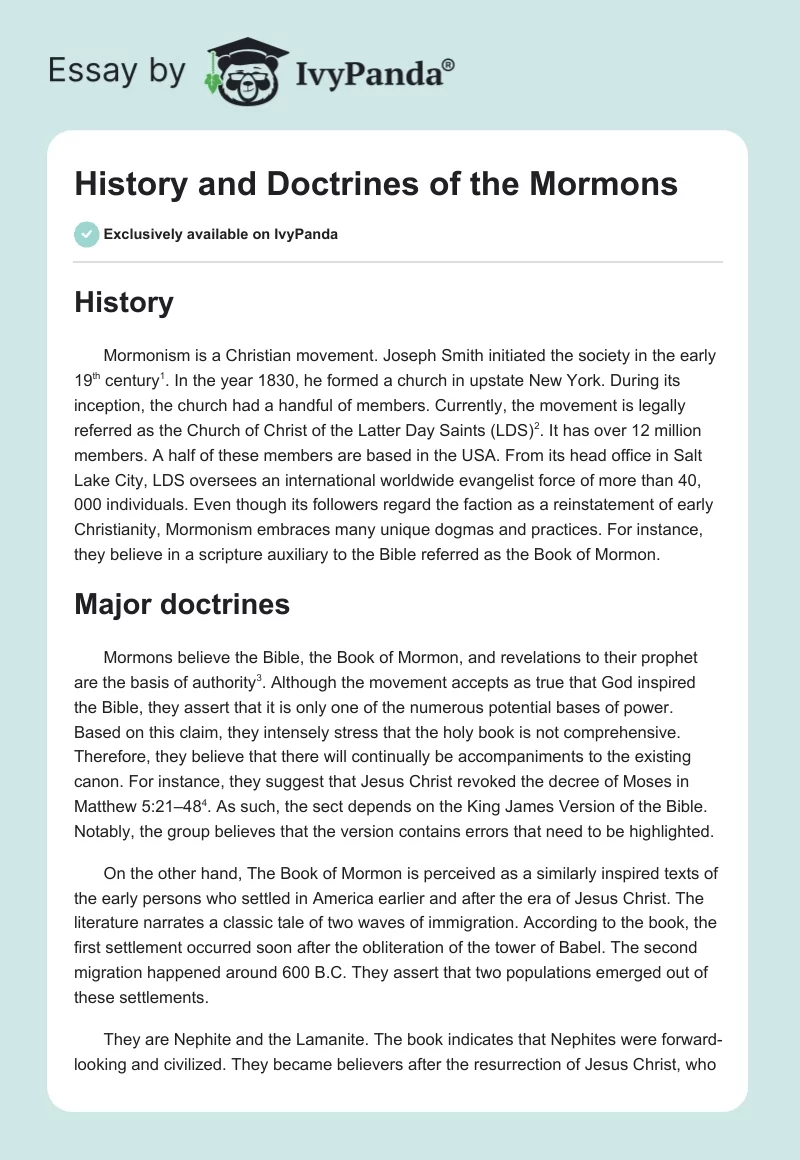 History and Doctrines of the Mormons. Page 1
