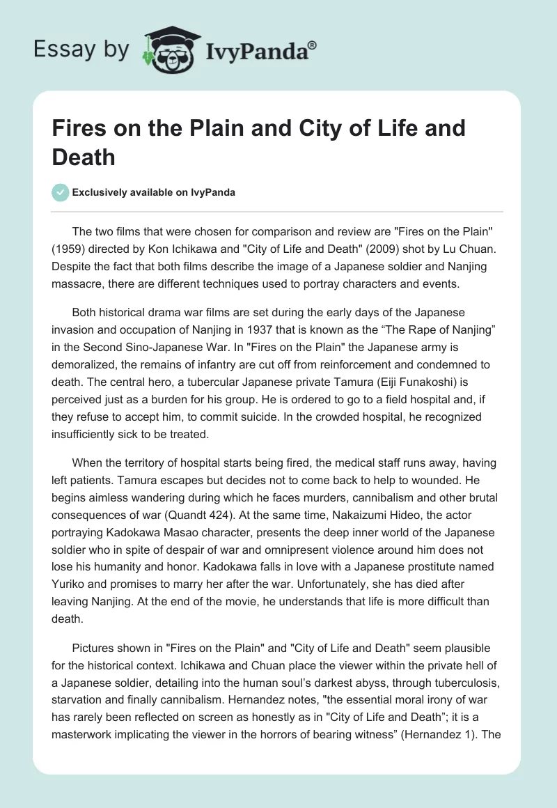 "Fires on the Plain" and "City of Life and Death". Page 1