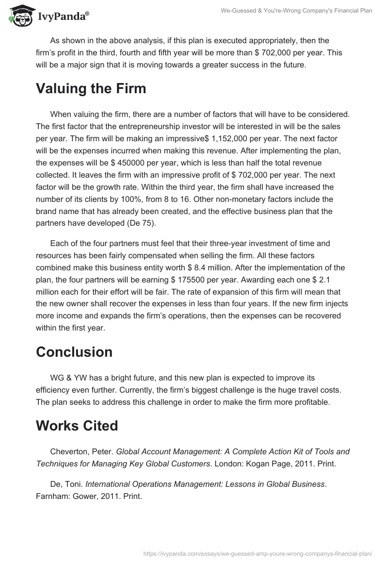 "We-Guessed & You're-Wrong" Company's Financial Plan. Page 4