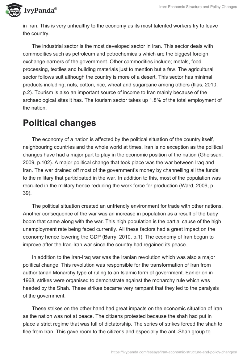 Iran: Economic Structure and Policy Changes. Page 3