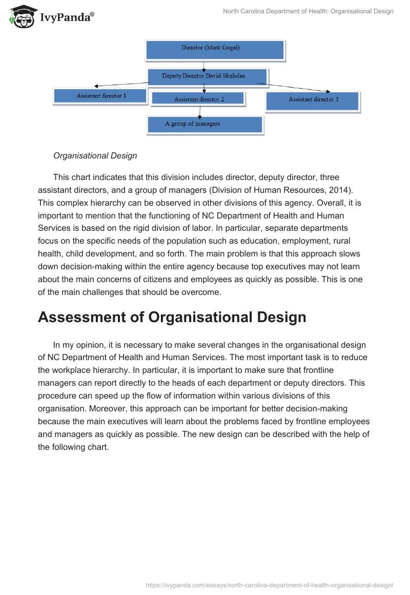 North Carolina Department of Health: Organisational Design. Page 2