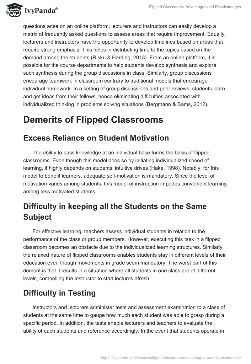 Flipped Classrooms' Advantages and Disadvantages. Page 3