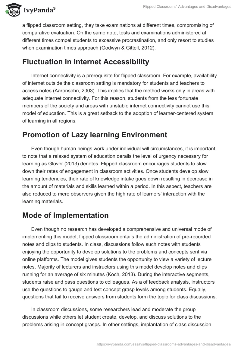 Flipped Classrooms' Advantages and Disadvantages. Page 4