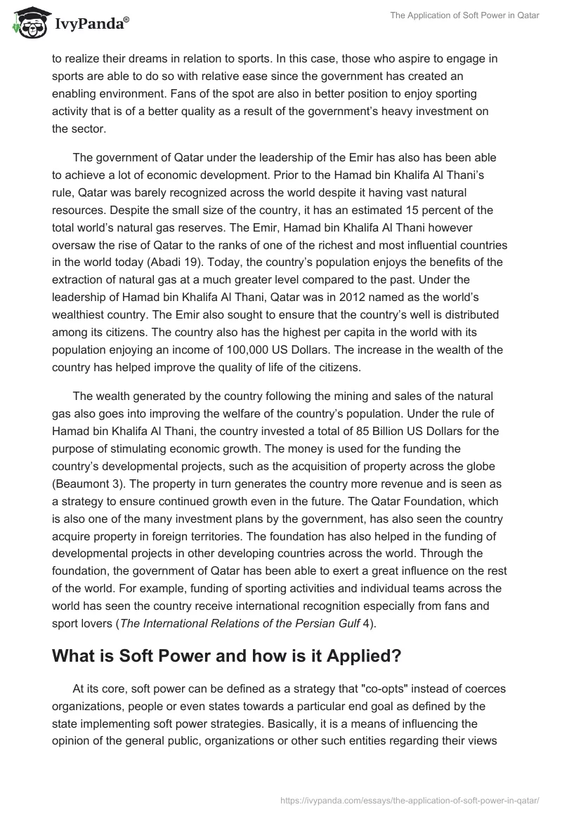 The Application of Soft Power in Qatar. Page 5