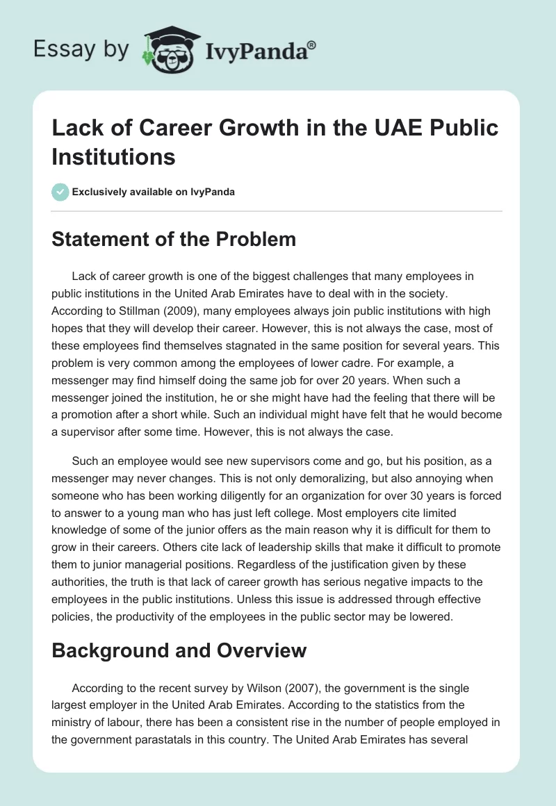 Lack of Career Growth in the UAE Public Institutions. Page 1