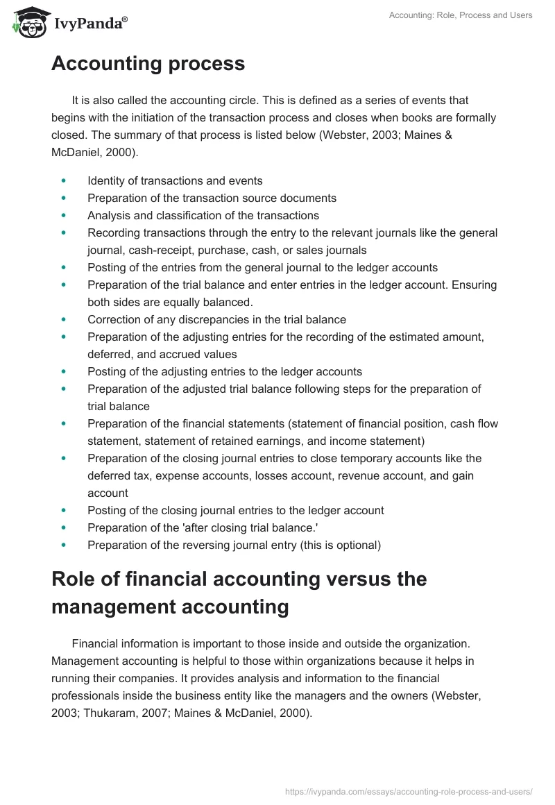 Accounting: Role, Process and Users. Page 2