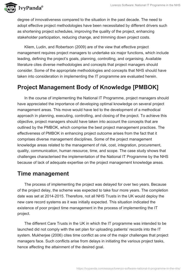 Lorenzo Software: National IT Programme in the NHS. Page 2