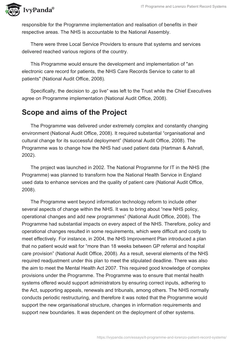 IT Programme and Lorenzo Patient Record Systems. Page 2