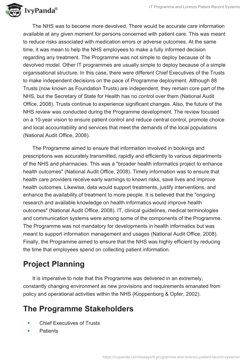 IT Programme and Lorenzo Patient Record Systems. Page 3