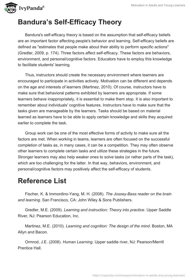 Motivation in Adults and Young Learners. Page 2