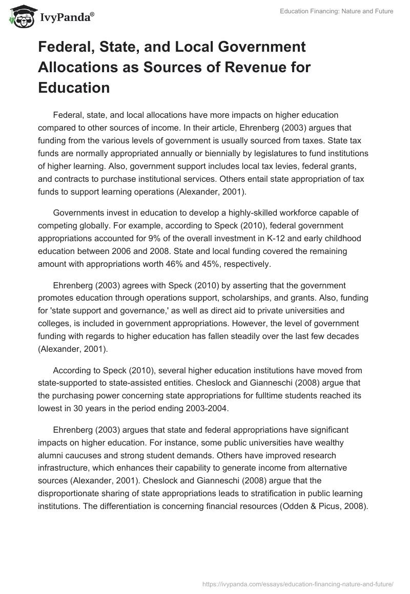 Education Financing: Nature and Future. Page 2