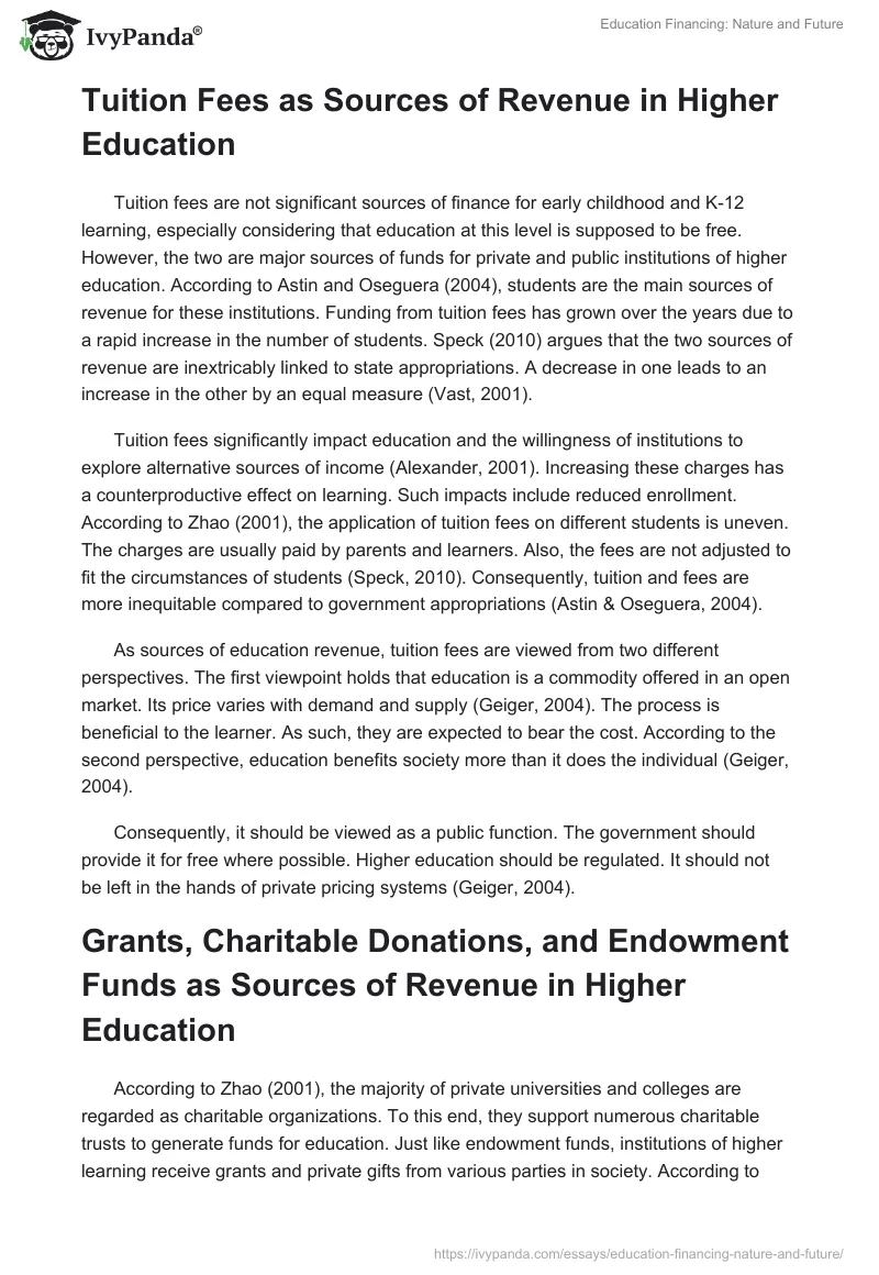 Education Financing: Nature and Future. Page 3