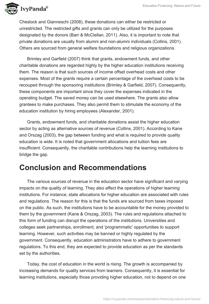 Education Financing: Nature and Future. Page 4