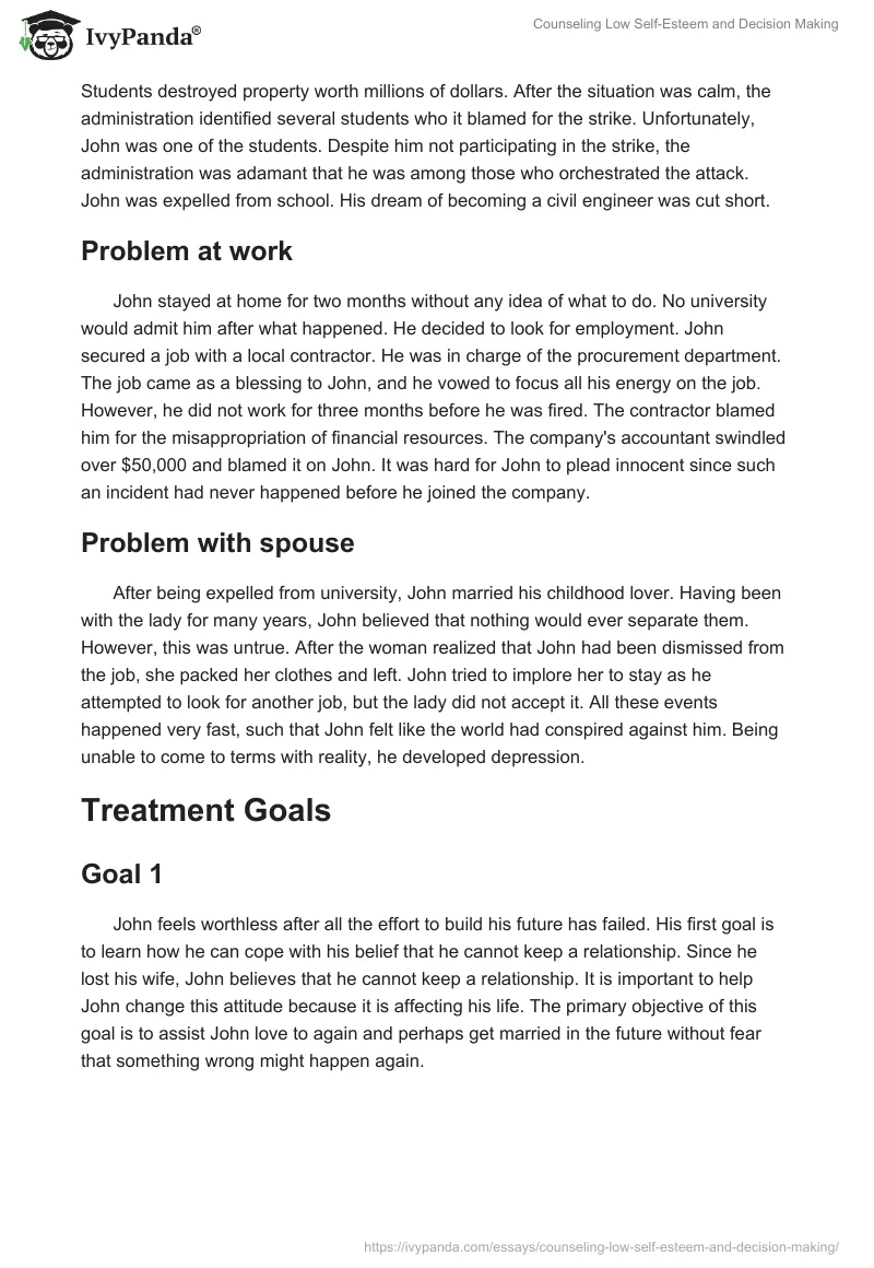 Counseling Low Self-Esteem and Decision Making. Page 3