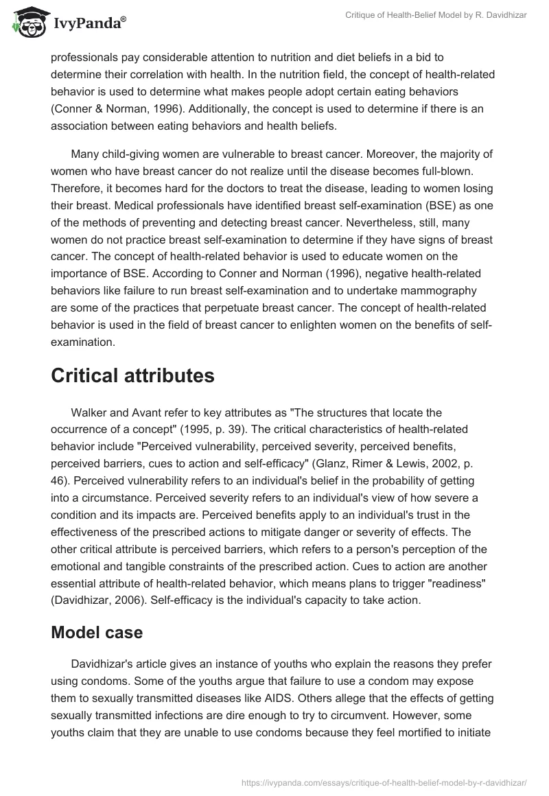 Critique of Health-Belief Model by R. Davidhizar. Page 3