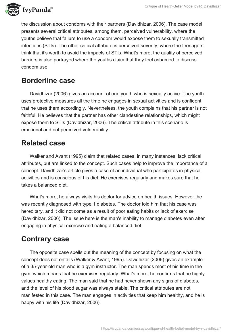 Critique of Health-Belief Model by R. Davidhizar. Page 4