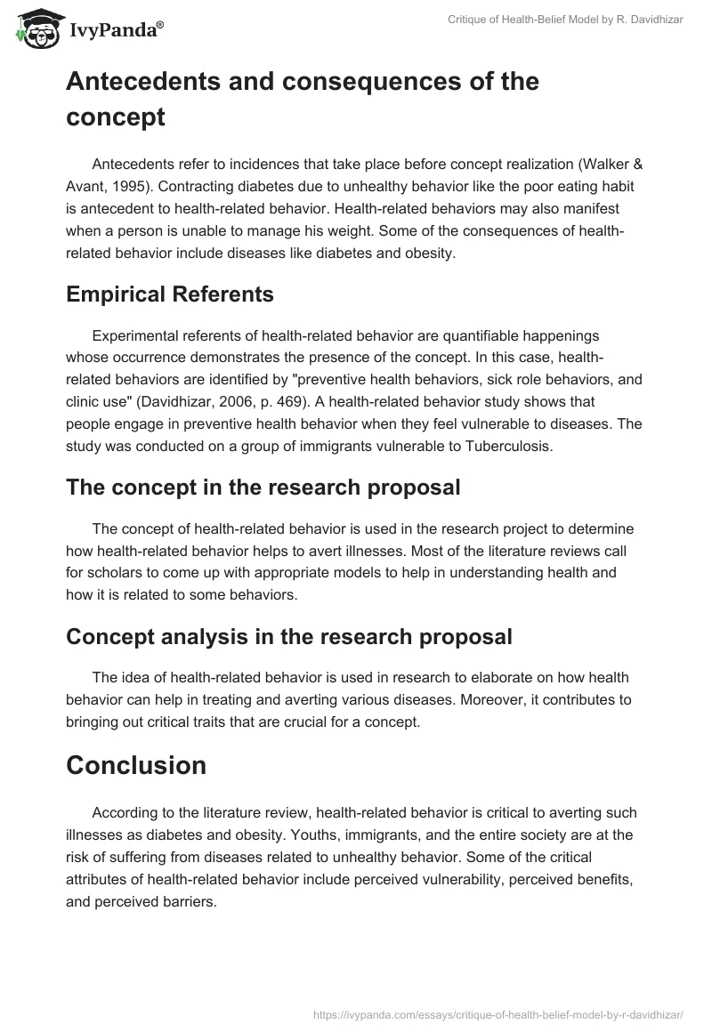 Critique of Health-Belief Model by R. Davidhizar. Page 5