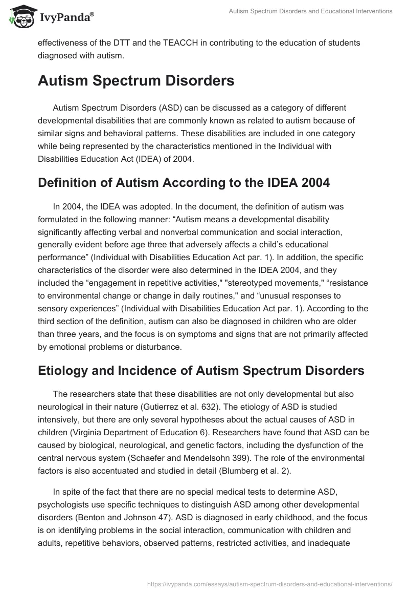 Autism Spectrum Disorders and Educational Interventions. Page 2