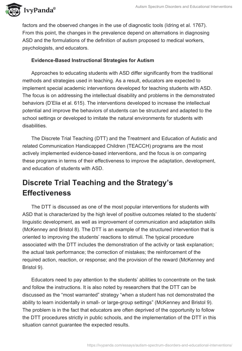 Autism Spectrum Disorders and Educational Interventions. Page 4