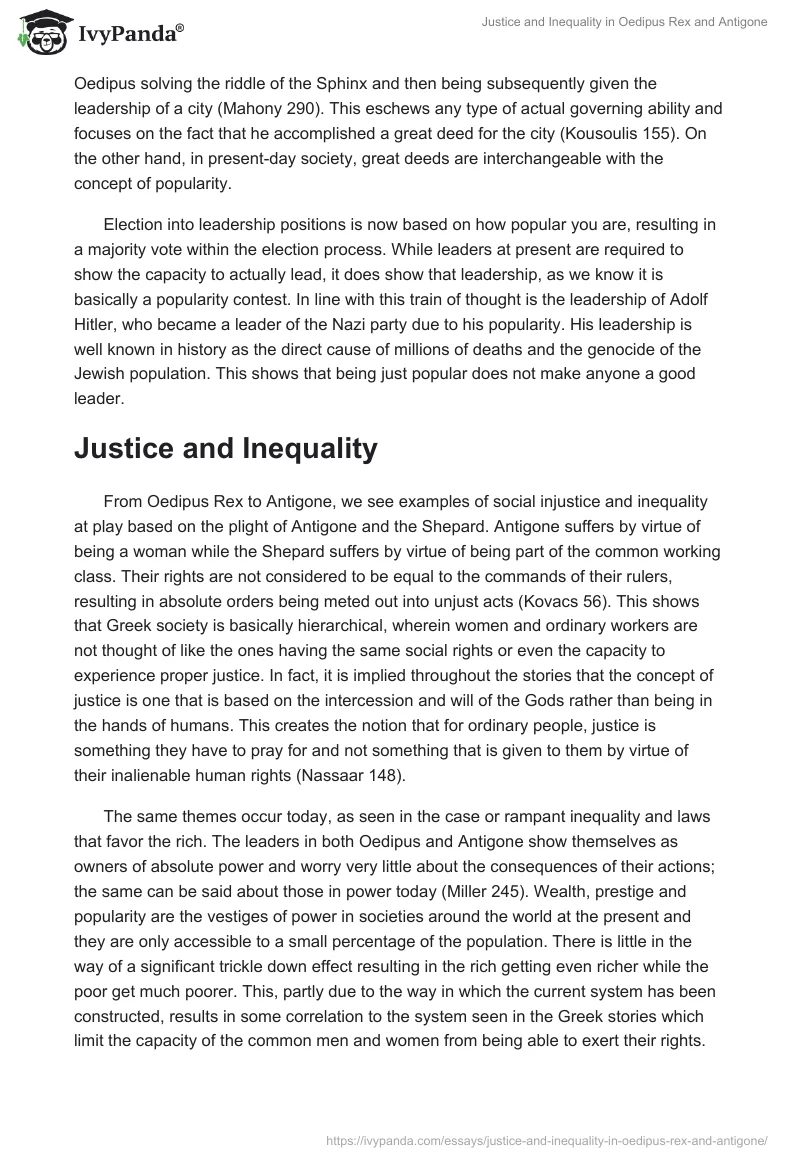 Justice and Inequality in Oedipus Rex and Antigone. Page 2