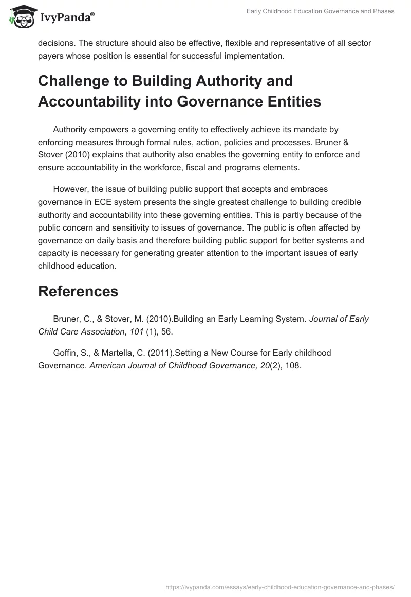 Early Childhood Education Governance and Phases. Page 3