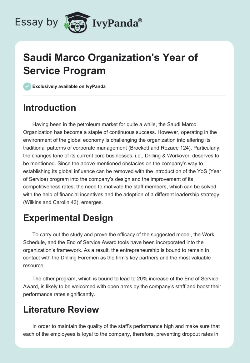 Saudi Marco Organization's Year of Service Program. Page 1