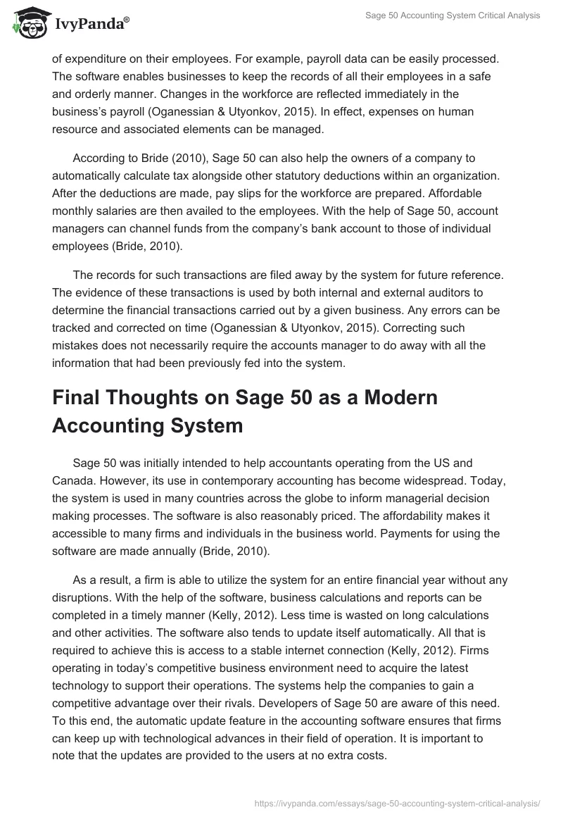 Sage 50 Accounting System Critical Analysis. Page 3