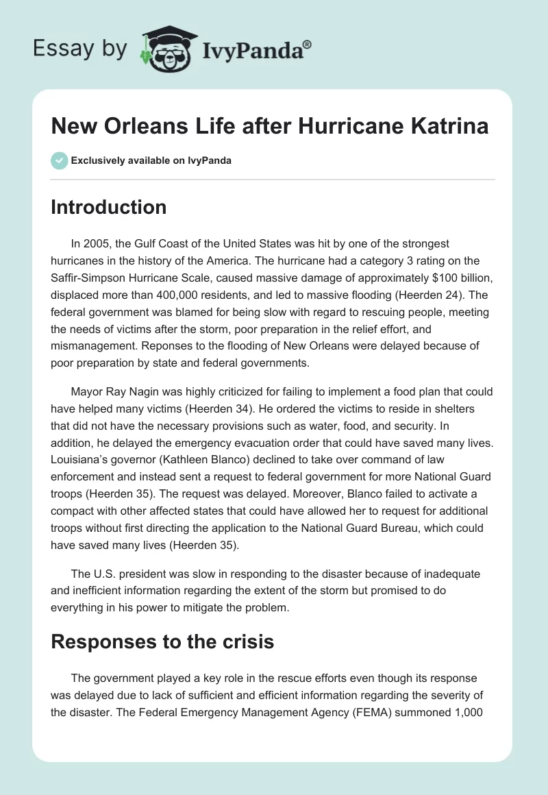 New Orleans Life after Hurricane Katrina. Page 1