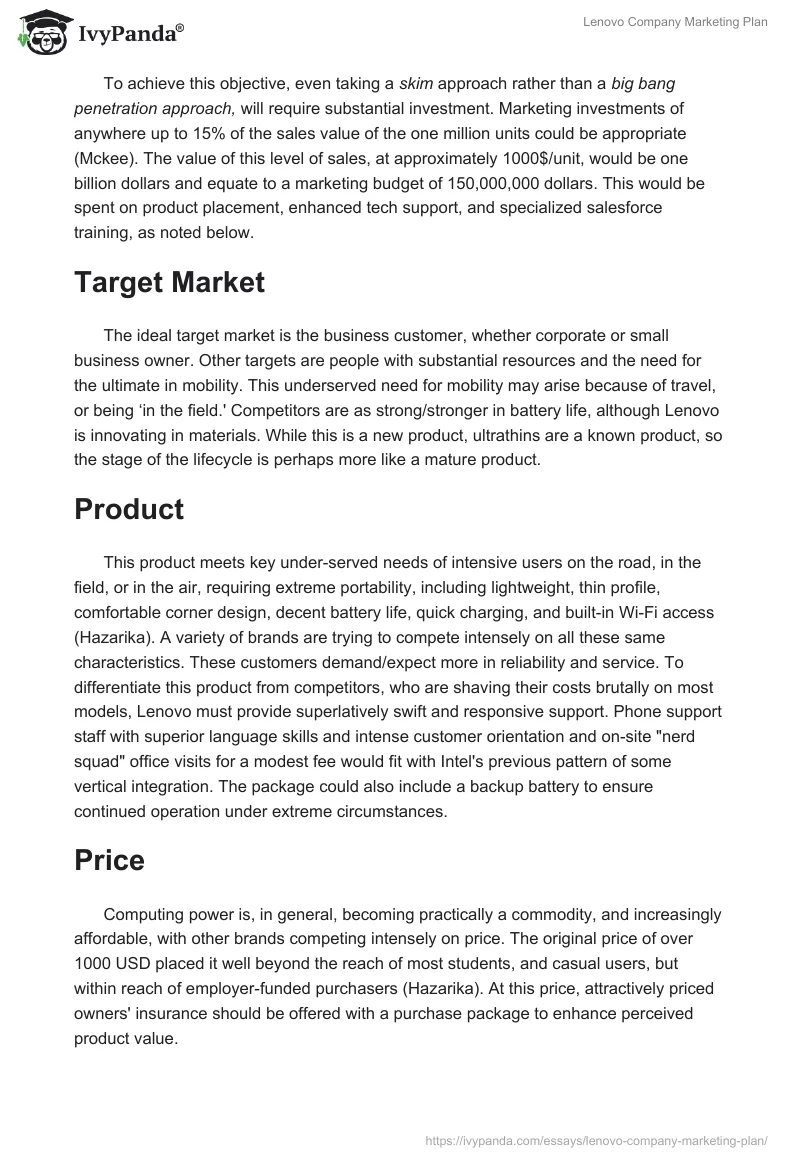 Lenovo Company Marketing Plan. Page 3