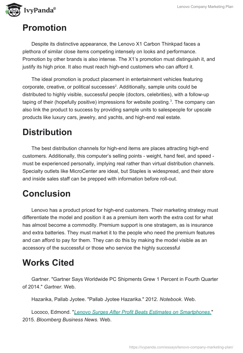 Lenovo Company Marketing Plan. Page 4