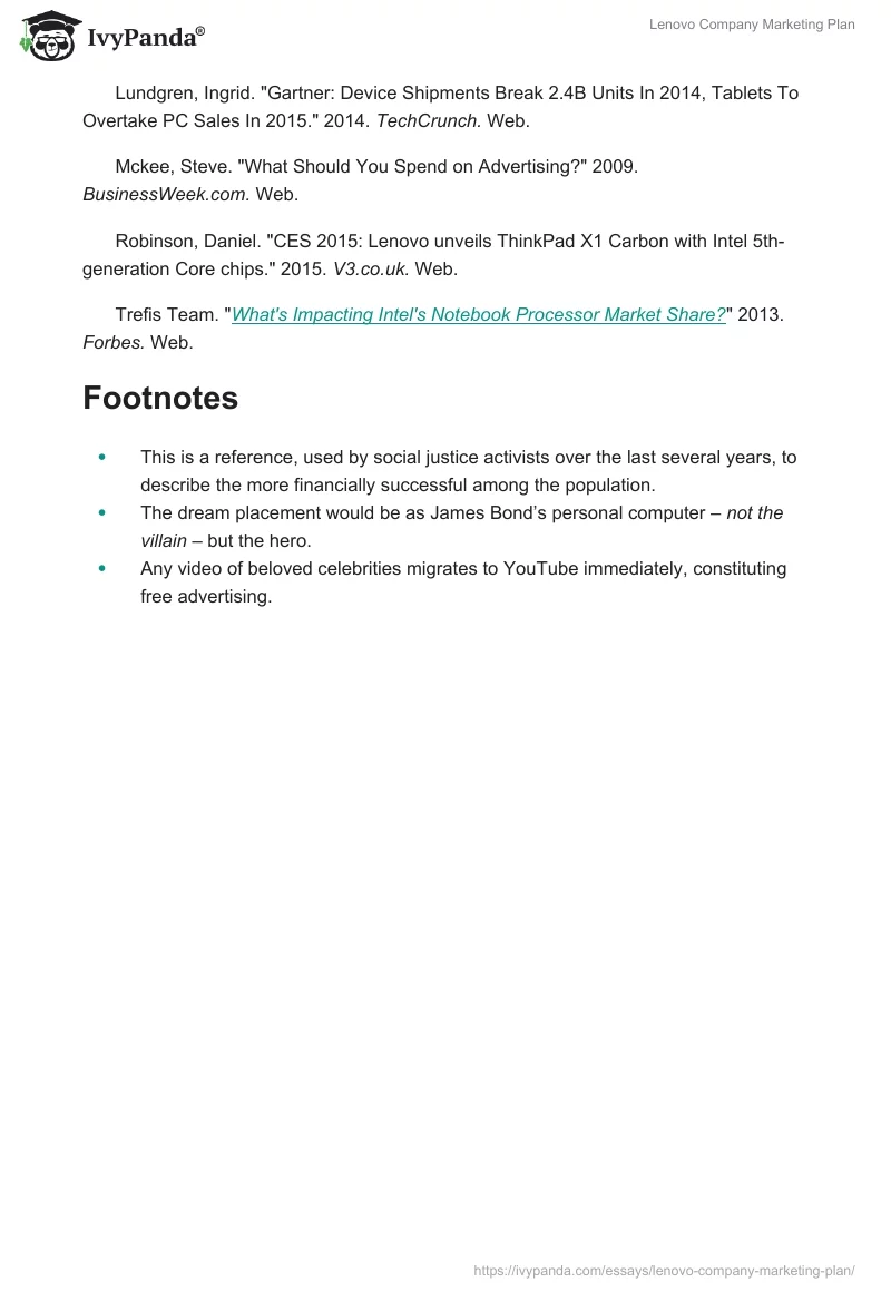 Lenovo Company Marketing Plan. Page 5