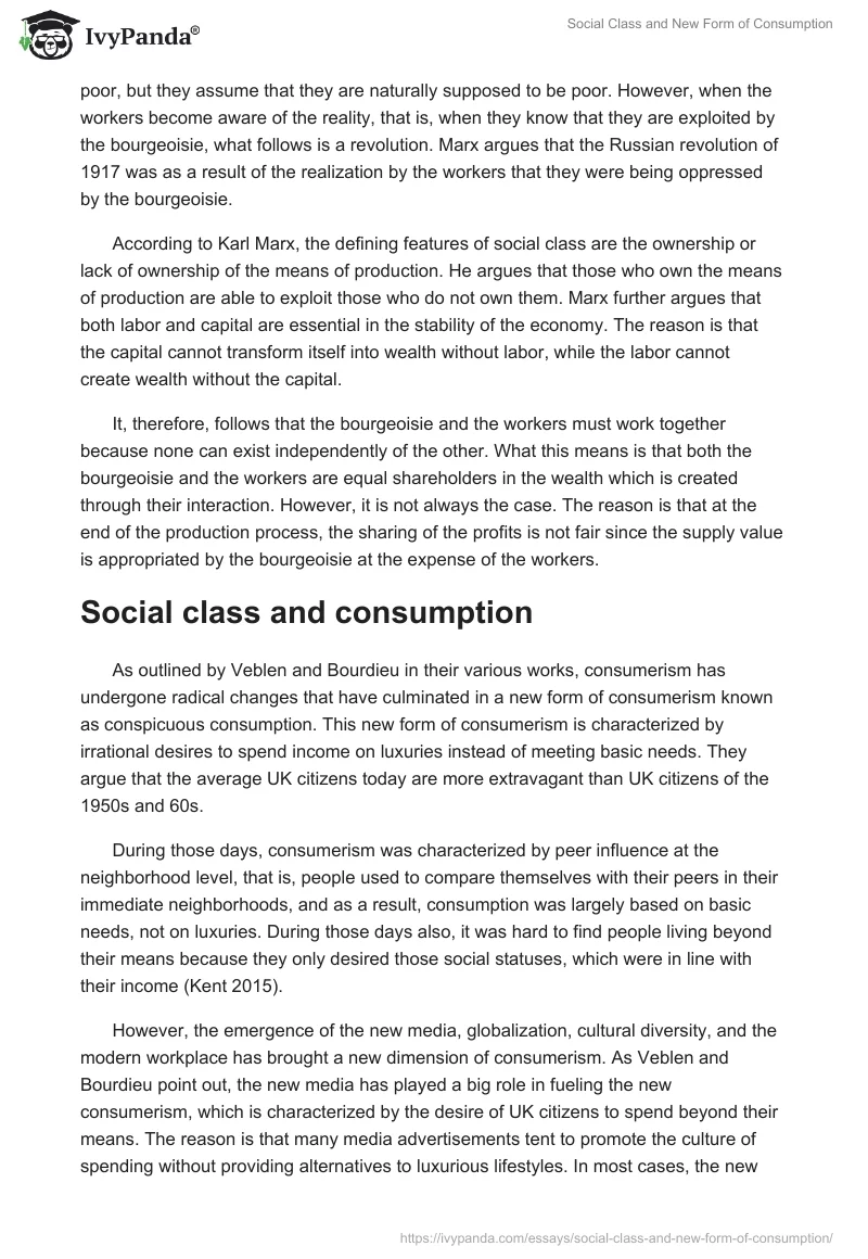 Social Class and New Form of Consumption. Page 2