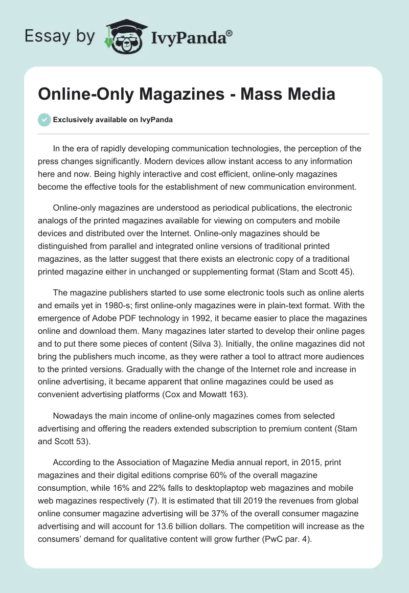 Online-Only Magazines - Mass Media. Page 1