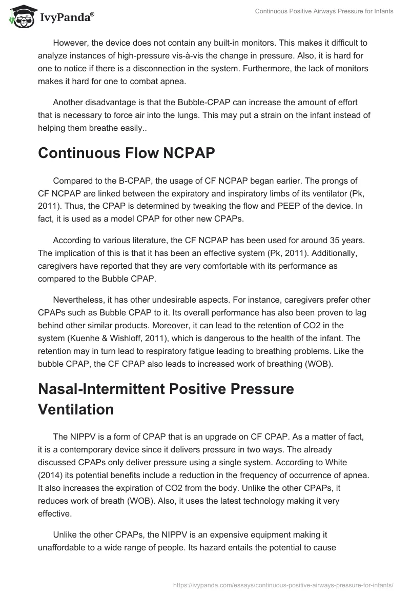Continuous Positive Airways Pressure for Infants. Page 2