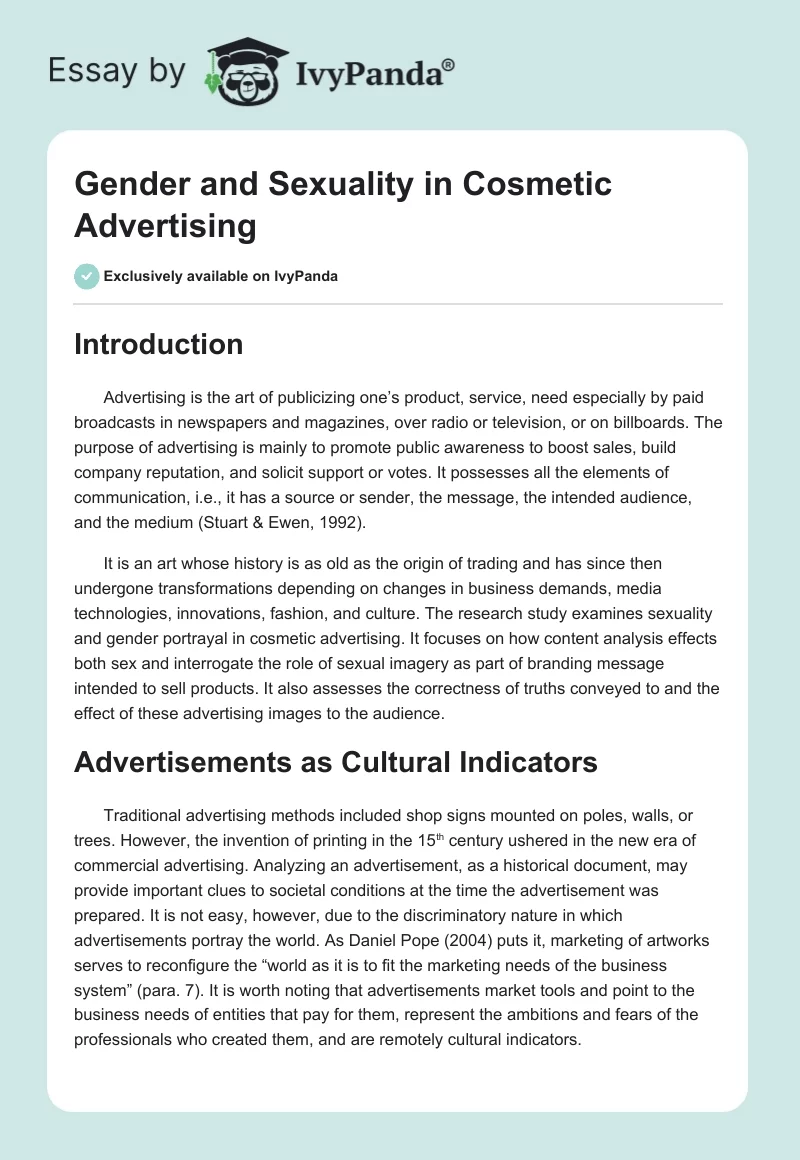 Gender and Sexuality in Cosmetic Advertising. Page 1