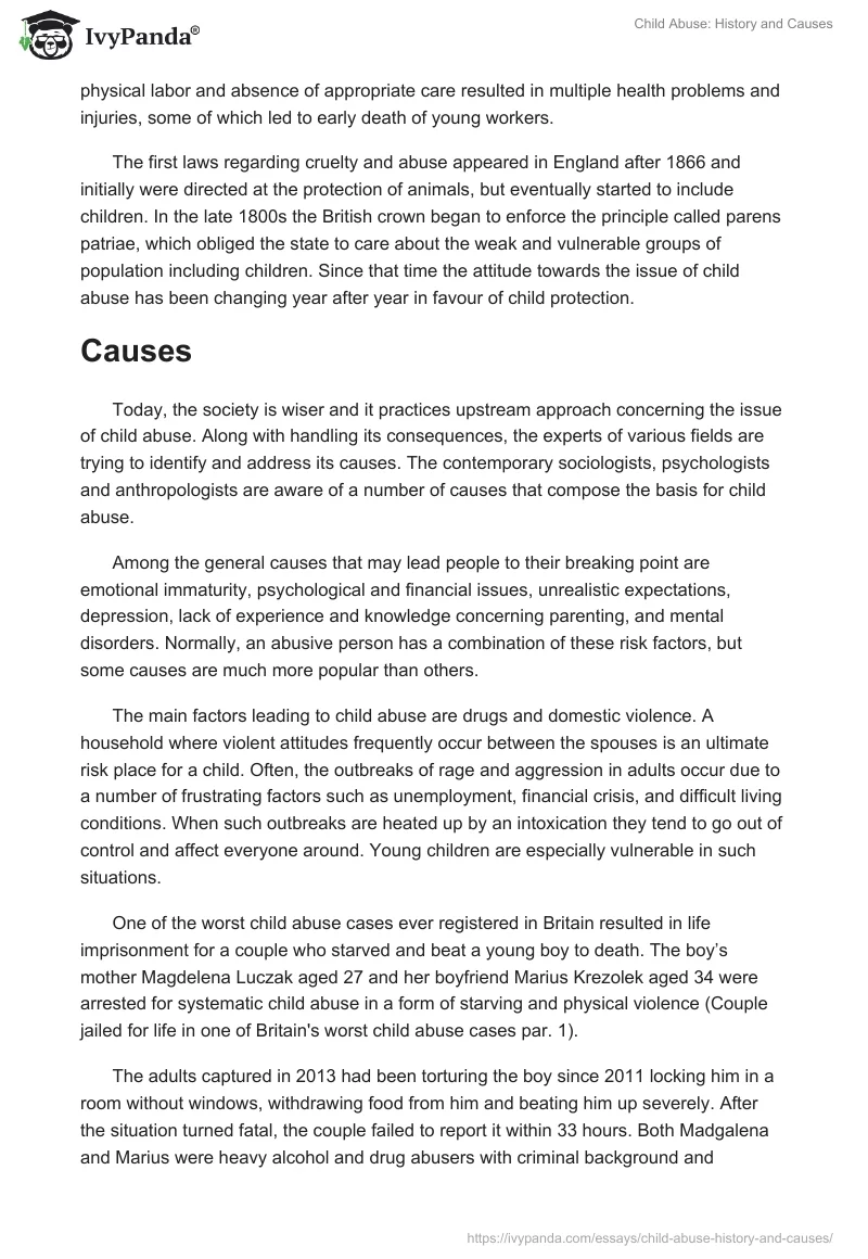 Child Abuse: History and Causes. Page 2