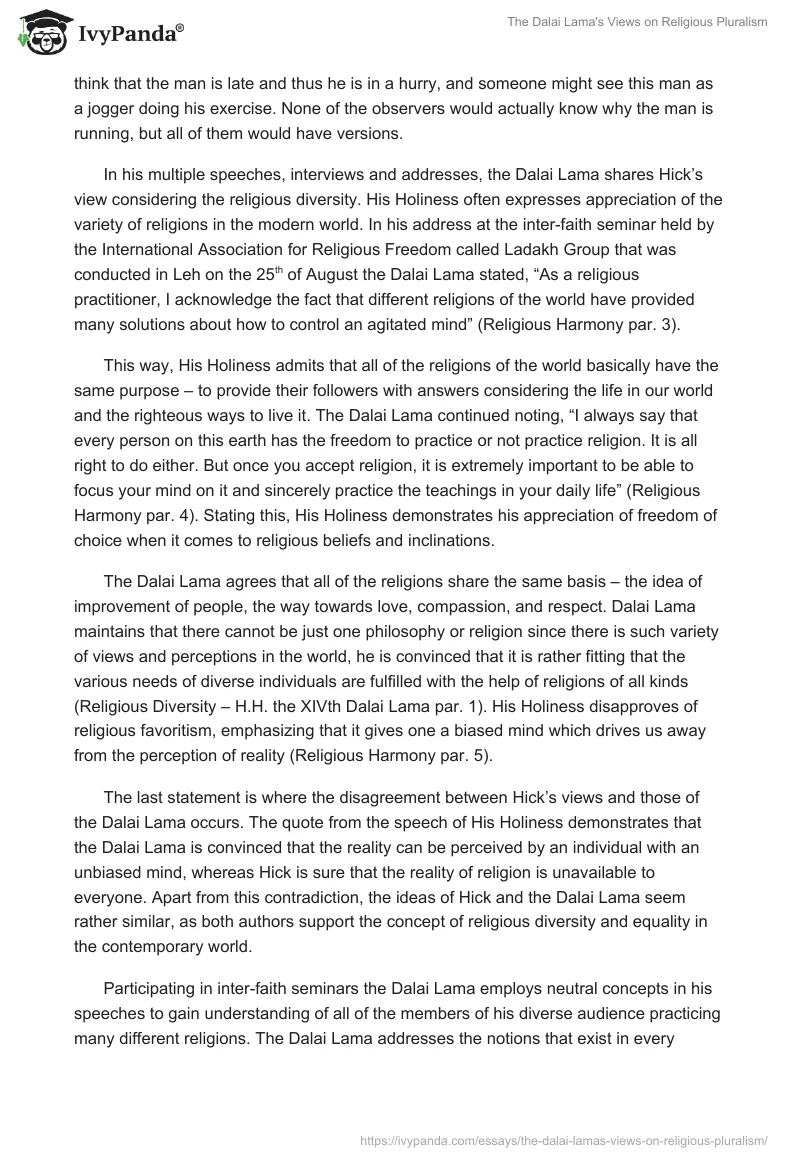 The Dalai Lama's Views on Religious Pluralism. Page 2