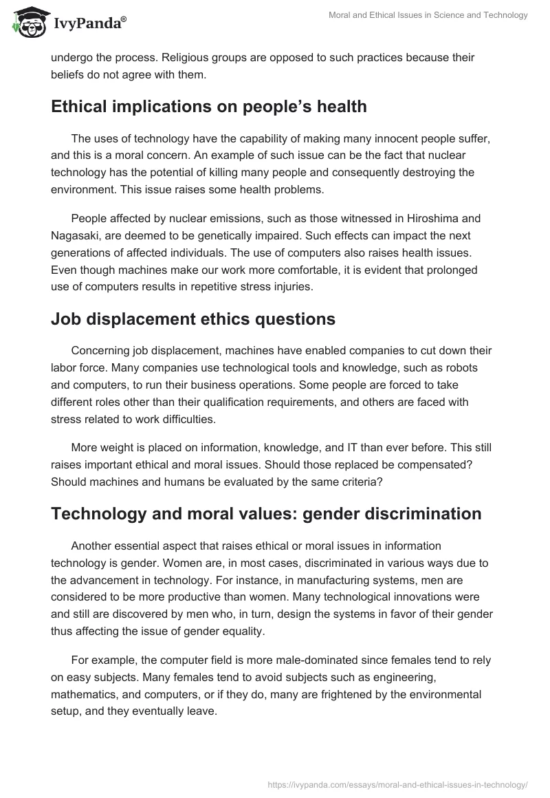 Moral and Ethical Issues in Science and Technology. Page 2